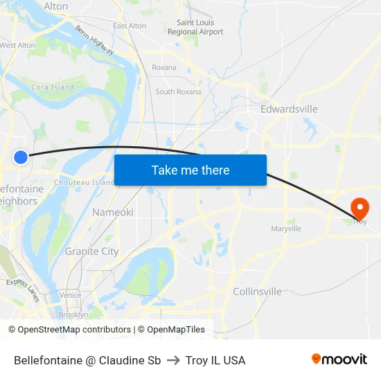 Bellefontaine @ Claudine Sb to Troy IL USA map