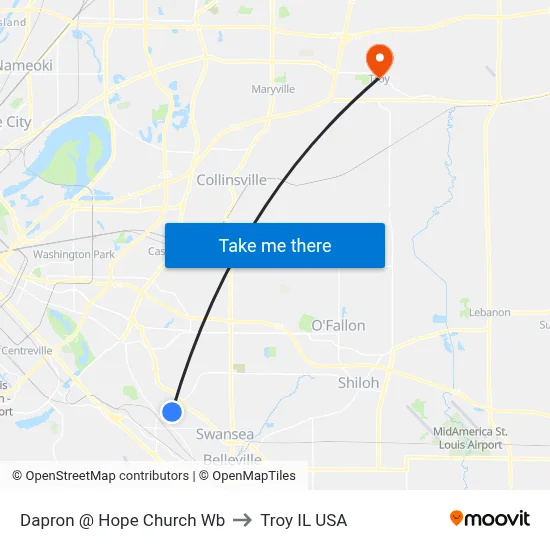 Dapron @ Hope Church Wb to Troy IL USA map