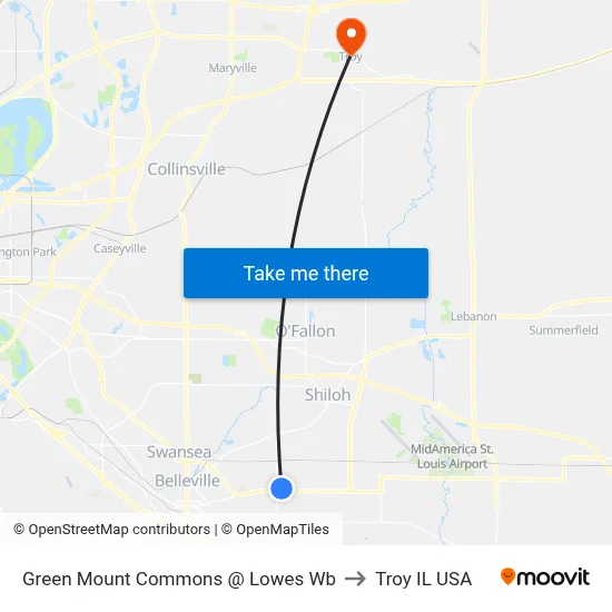 Green Mount Commons @ Lowes Wb to Troy IL USA map