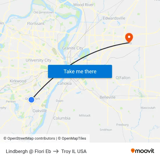 Lindbergh @ Flori Eb to Troy IL USA map