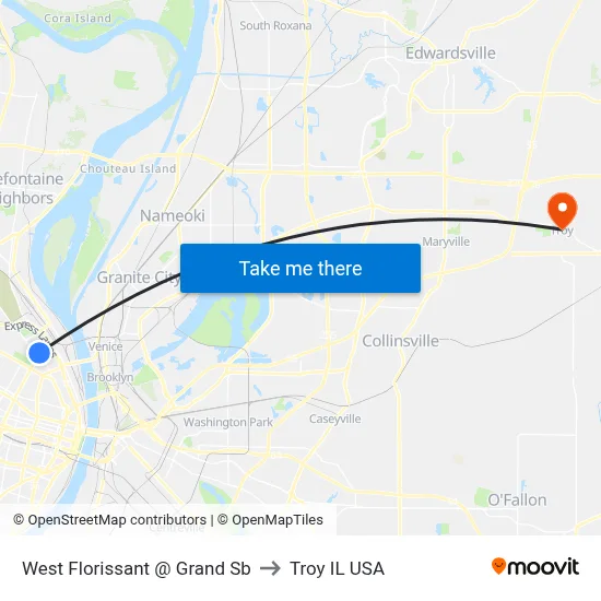West Florissant @ Grand Sb to Troy IL USA map