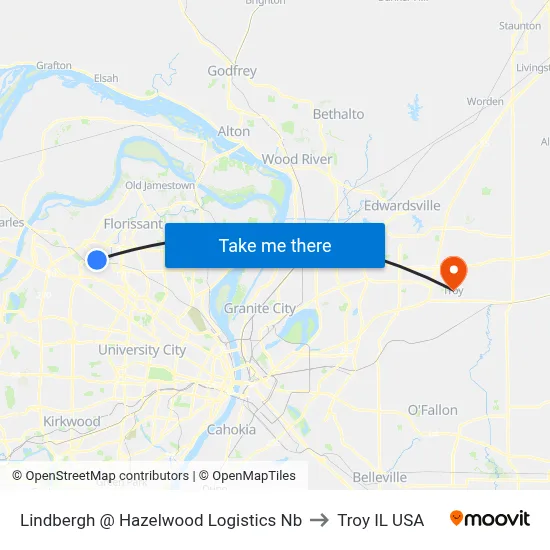 Lindbergh @ Hazelwood Logistics Nb to Troy IL USA map