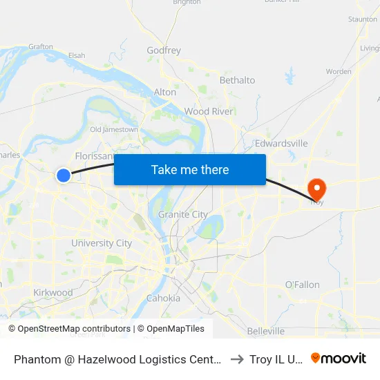 Phantom @ Hazelwood Logistics Center Nb to Troy IL USA map