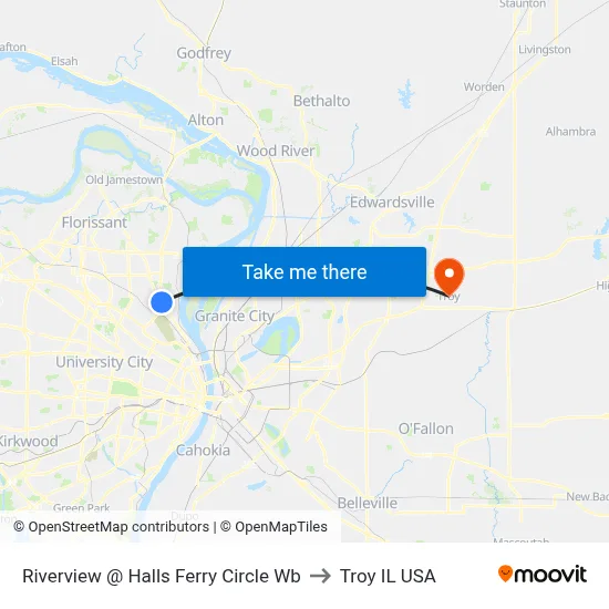 Riverview @ Halls Ferry Circle Wb to Troy IL USA map