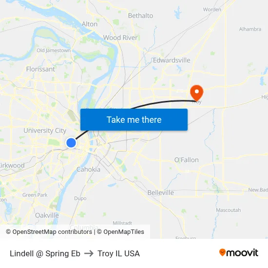 Lindell @ Spring Eb to Troy IL USA map
