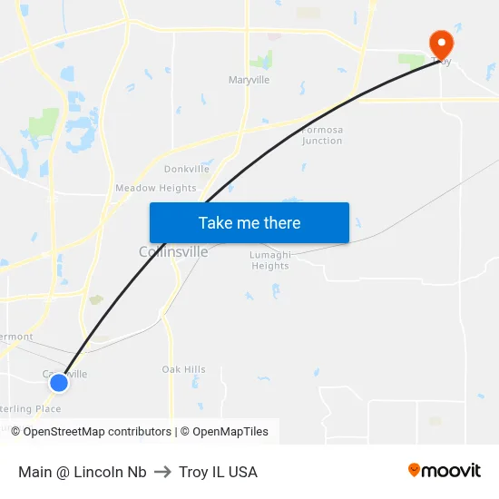 Main @ Lincoln Nb to Troy IL USA map