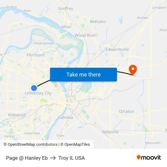 Page @ Hanley Eb to Troy IL USA map