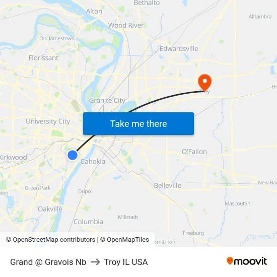 Grand @ Gravois Nb to Troy IL USA map