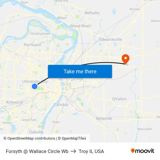 Forsyth @ Wallace Circle Wb to Troy IL USA map