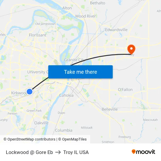Lockwood @ Gore Eb to Troy IL USA map
