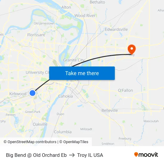 Big Bend @ Old Orchard Eb to Troy IL USA map