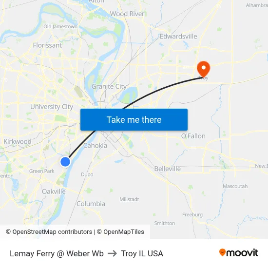 Lemay Ferry @ Weber Wb to Troy IL USA map