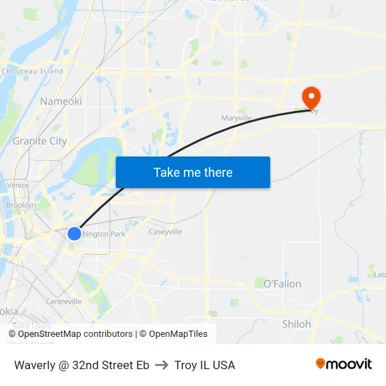 Waverly @ 32nd Street Eb to Troy IL USA map
