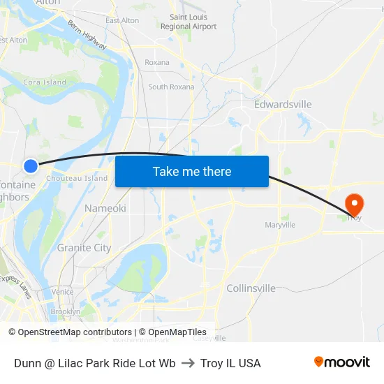 Dunn @ Lilac Park Ride Lot Wb to Troy IL USA map