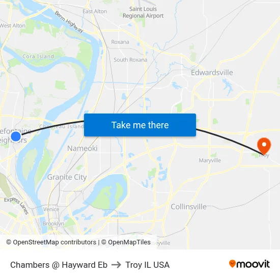 Chambers @ Hayward Eb to Troy IL USA map