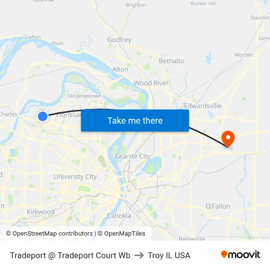Tradeport @ Tradeport Court Wb to Troy IL USA map