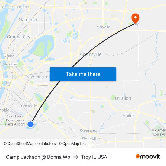 Camp Jackson @ Donna Wb to Troy IL USA map