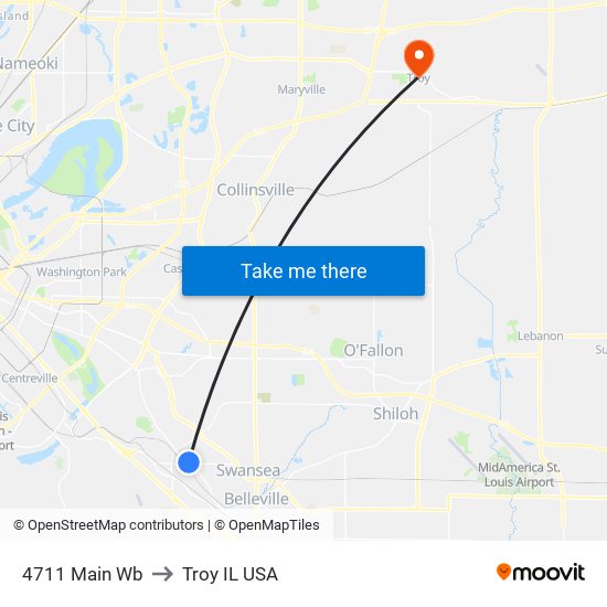 4711 Main Wb to Troy IL USA map