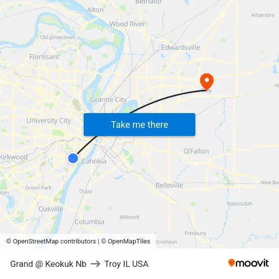 Grand @ Keokuk Nb to Troy IL USA map