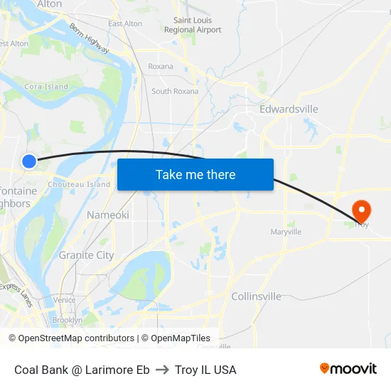 Coal Bank @ Larimore Eb to Troy IL USA map