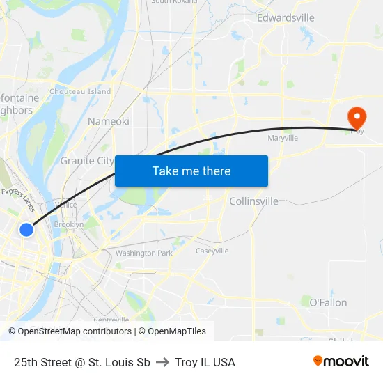 25th Street @ St. Louis Sb to Troy IL USA map