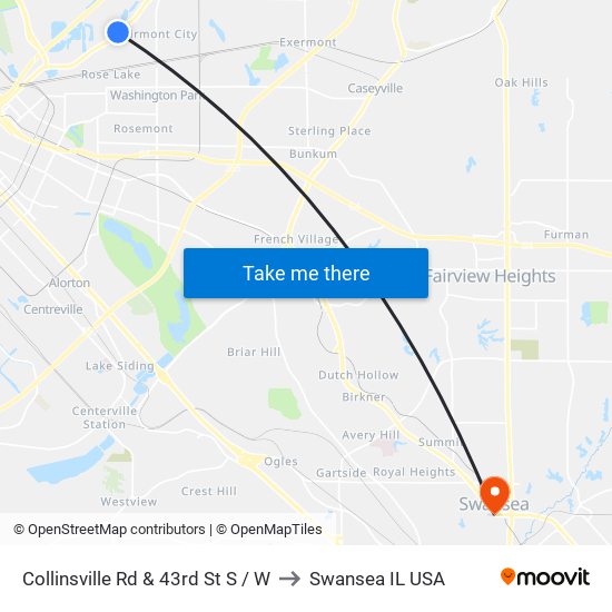 Collinsville Rd & 43rd St S / W to Swansea IL USA map