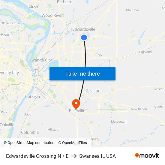 Edwardsville Crossing N / E to Swansea IL USA map