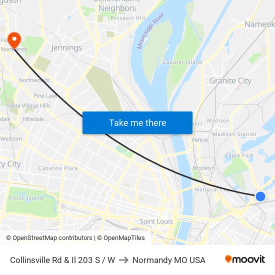 Collinsville Rd & Il 203 S / W to Normandy MO USA map