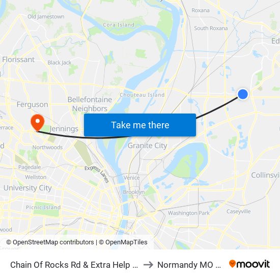 Chain Of Rocks Rd & Extra Help S / W to Normandy MO USA map