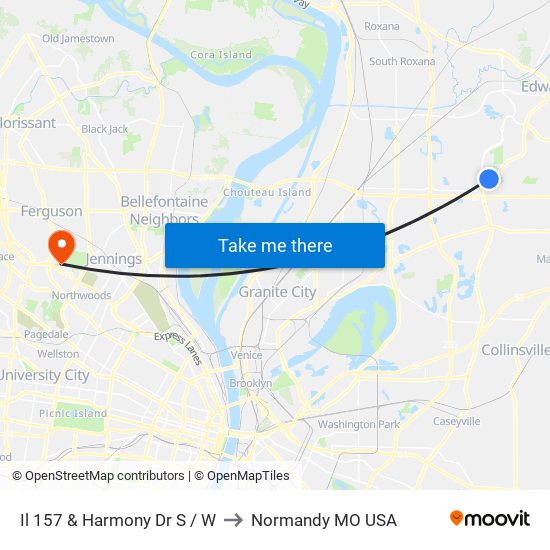 Il 157 & Harmony Dr S / W to Normandy MO USA map