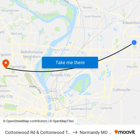 Cottonwood Rd & Cottonwood Tr N / E to Normandy MO USA map