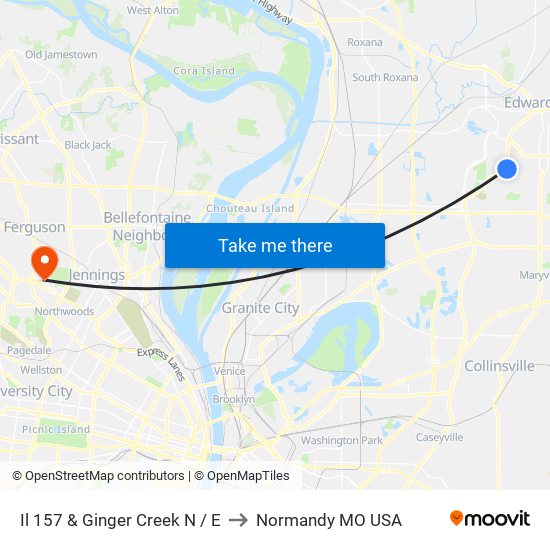 Il 157 & Ginger Creek N / E to Normandy MO USA map