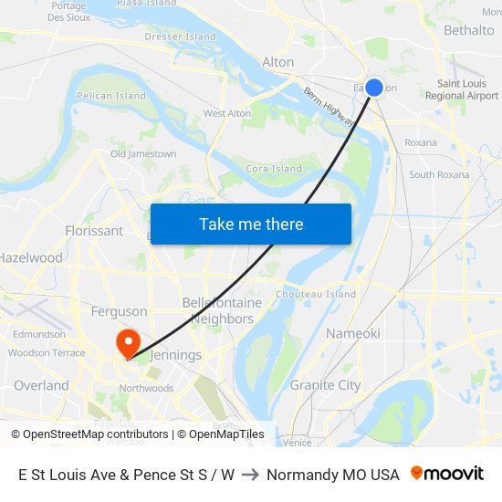 E St Louis Ave & Pence St S / W to Normandy MO USA map