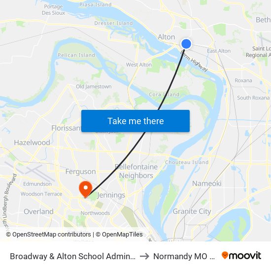 Broadway & Alton School Admin N / E to Normandy MO USA map