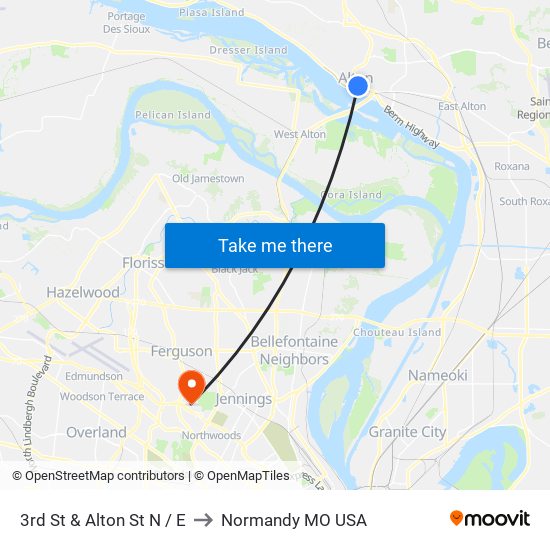 3rd St & Alton St N / E to Normandy MO USA map