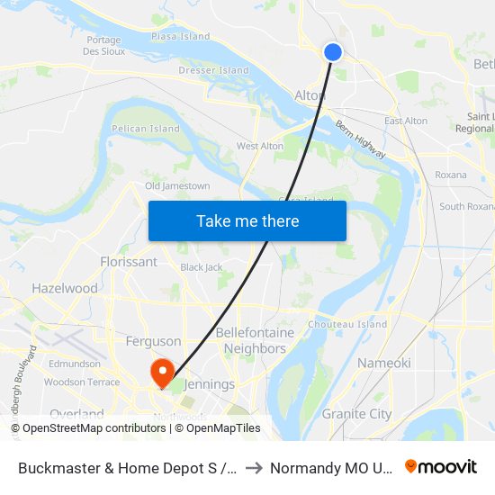 Buckmaster & Home Depot S / W to Normandy MO USA map