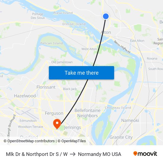 Mlk Dr & Northport Dr S / W to Normandy MO USA map