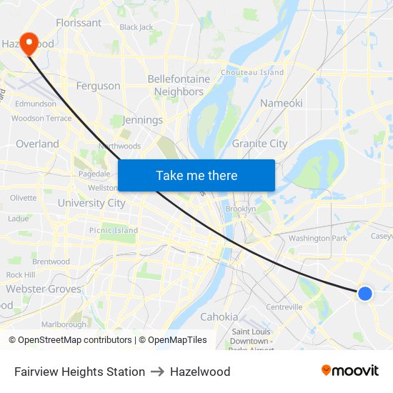 Fairview Heights Station to Hazelwood map