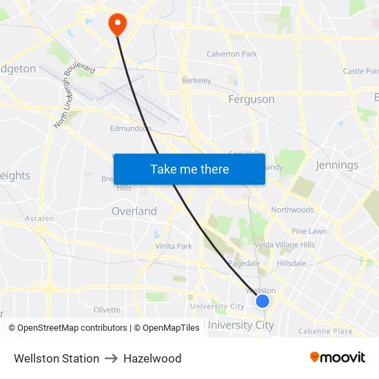 Wellston Station to Hazelwood map