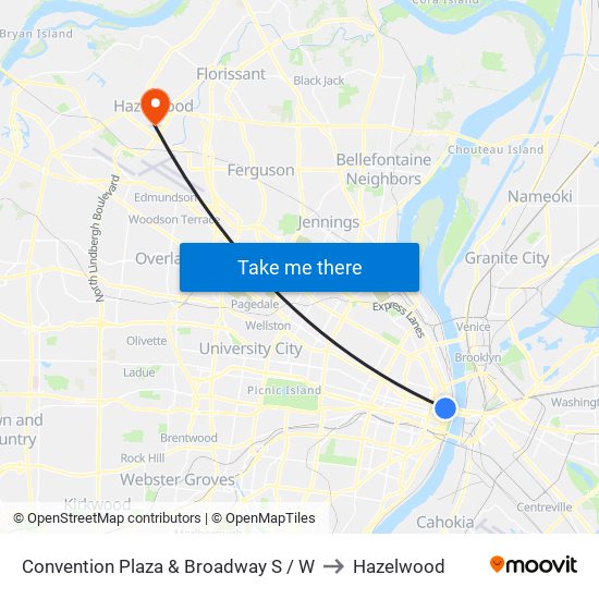 Convention Plaza & Broadway S / W to Hazelwood map