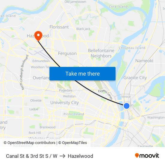 Canal St & 3rd St S / W to Hazelwood map