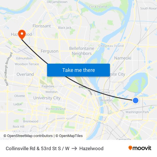 Collinsville Rd & 53rd St S / W to Hazelwood map