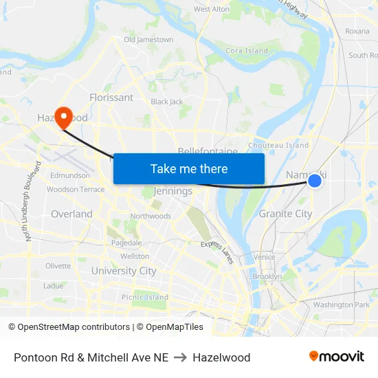 Pontoon Rd & Mitchell Ave NE to Hazelwood map