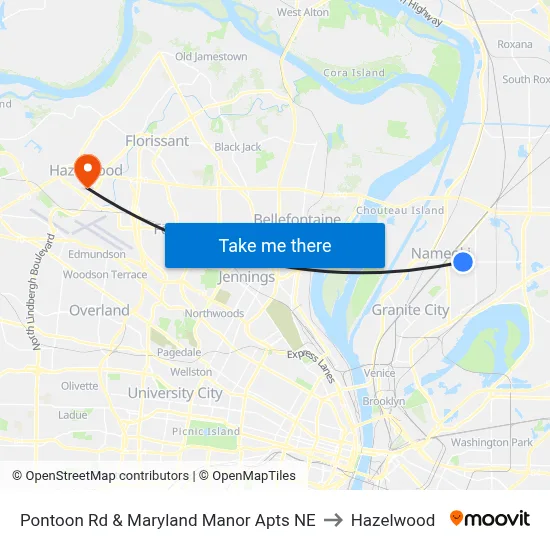 Pontoon Rd & Maryland Manor Apts NE to Hazelwood map