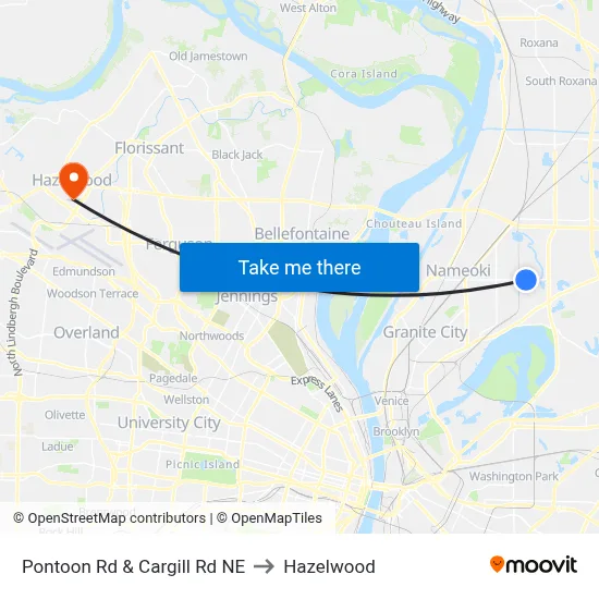 Pontoon Rd & Cargill Rd NE to Hazelwood map