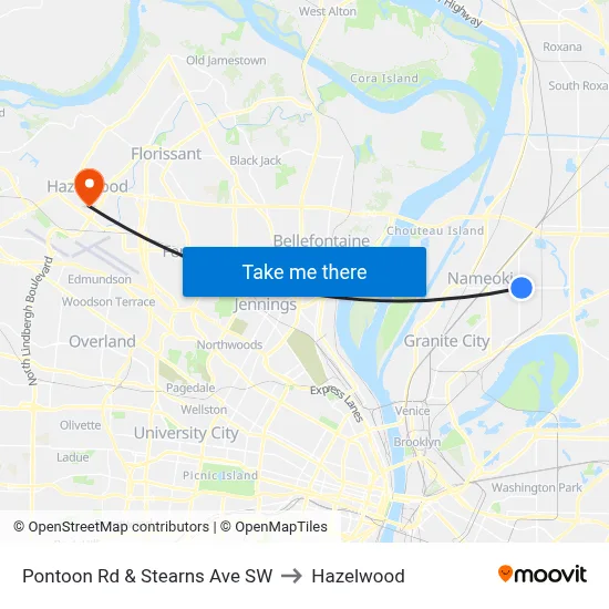 Pontoon Rd & Stearns Ave SW to Hazelwood map