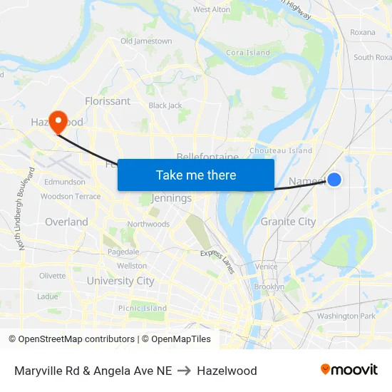 Maryville Rd & Angela Ave NE to Hazelwood map
