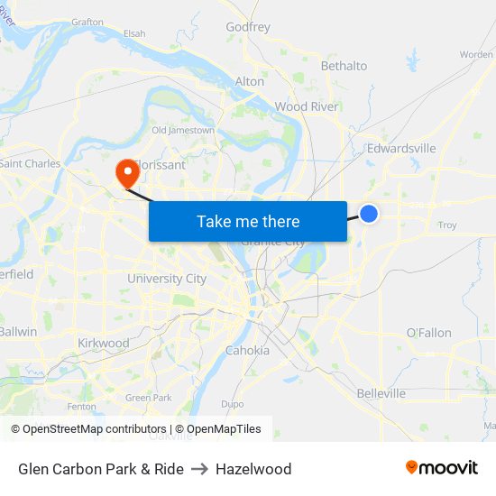 Glen Carbon Park & Ride to Hazelwood map