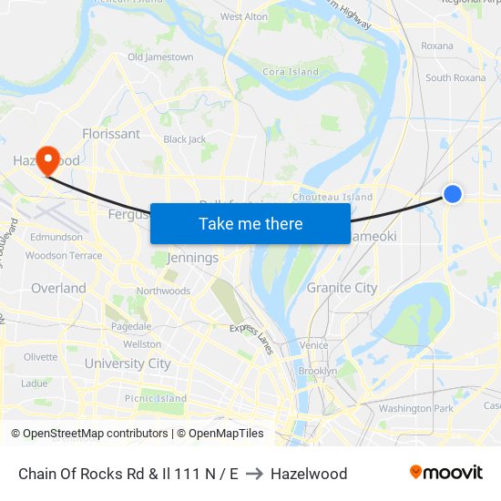 Chain Of Rocks Rd & Il 111 N / E to Hazelwood map