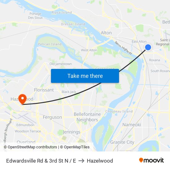 Edwardsville Rd & 3rd St N / E to Hazelwood map